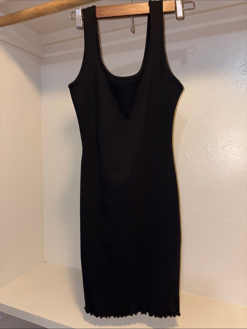 Classic Black Ribbed Tank Mini Dress - Picture 1 of 5